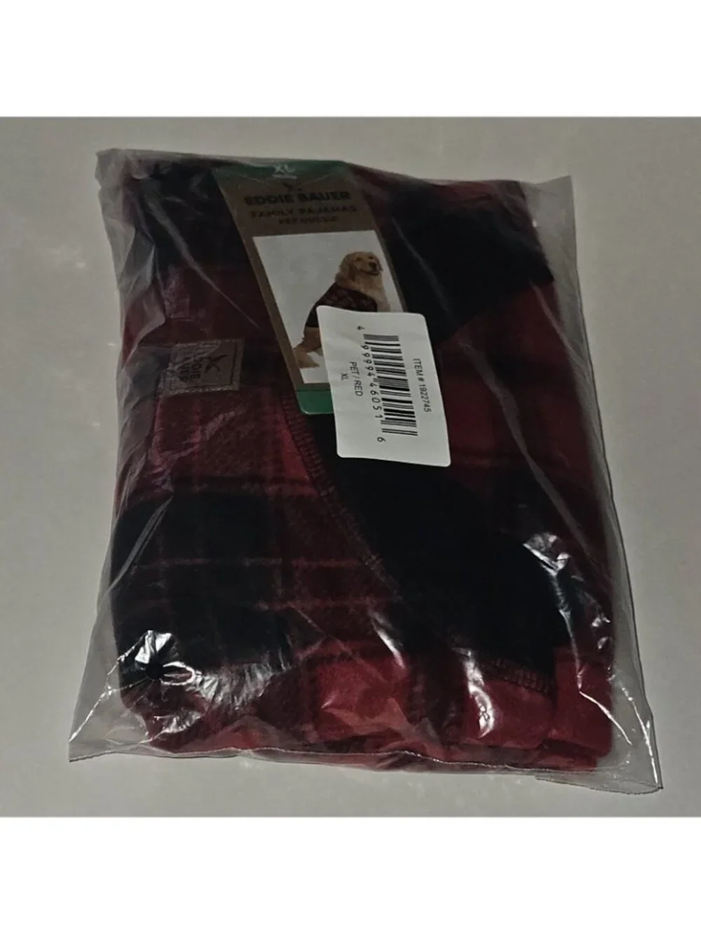 NEW Eddie Bauer Family Pajamas Pet 1-Piece Size XL Red Black Buffalo Plaid Photo